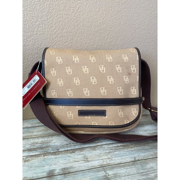Vintage 1990s/Y2K Dooney & Bourke Small Logo Canvas Messenger Bag Made in USA - Picture 1 of 16